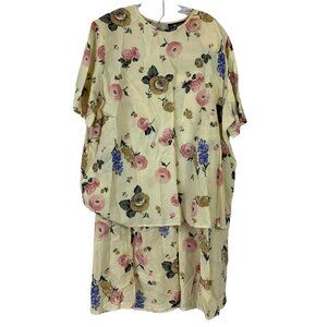 Sag Harbor Women's Canary Yellow Floral Top & Skirt Set w/ Pockets